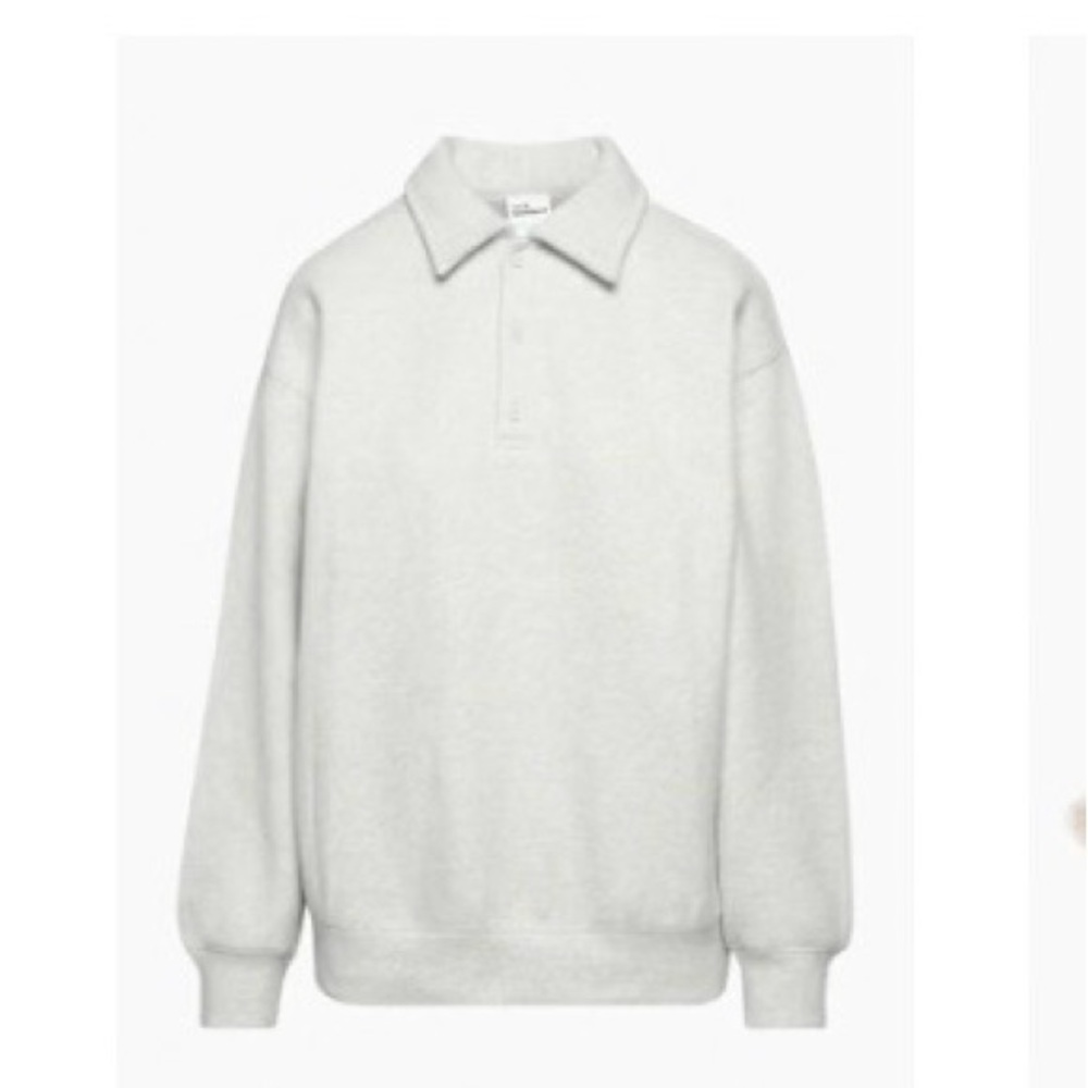 Aritzia TNA Sweatfleece Cozy Fleece Boyfriend Polo Sweatshirt - Size S